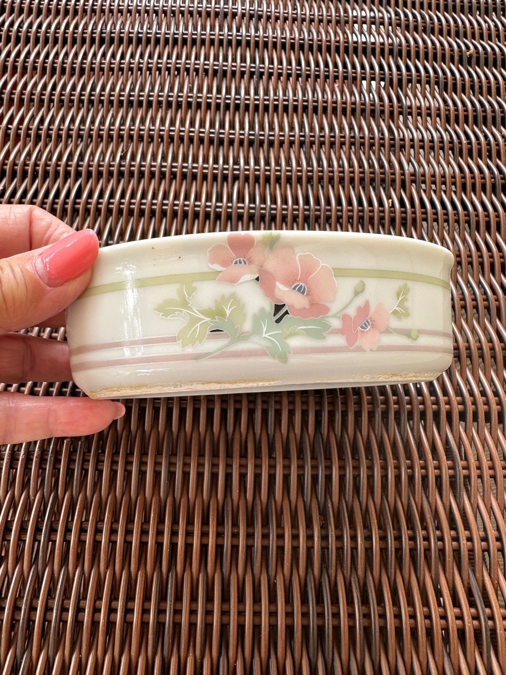Vintage Anastasia by Andre Richard Co. Floral Soap Dish Pink Green 1980’s